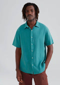 Camisa Manga Curta Slim Masculina Com Linho Hering - Verde