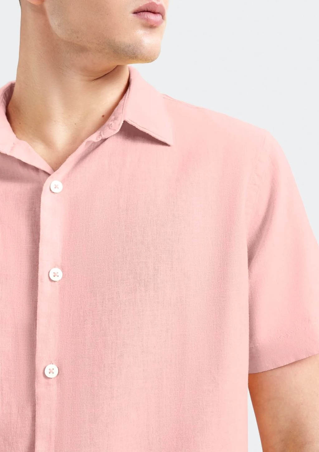 Camisa Manga Curta Masculina Slim Com Linho Hering - Rosa