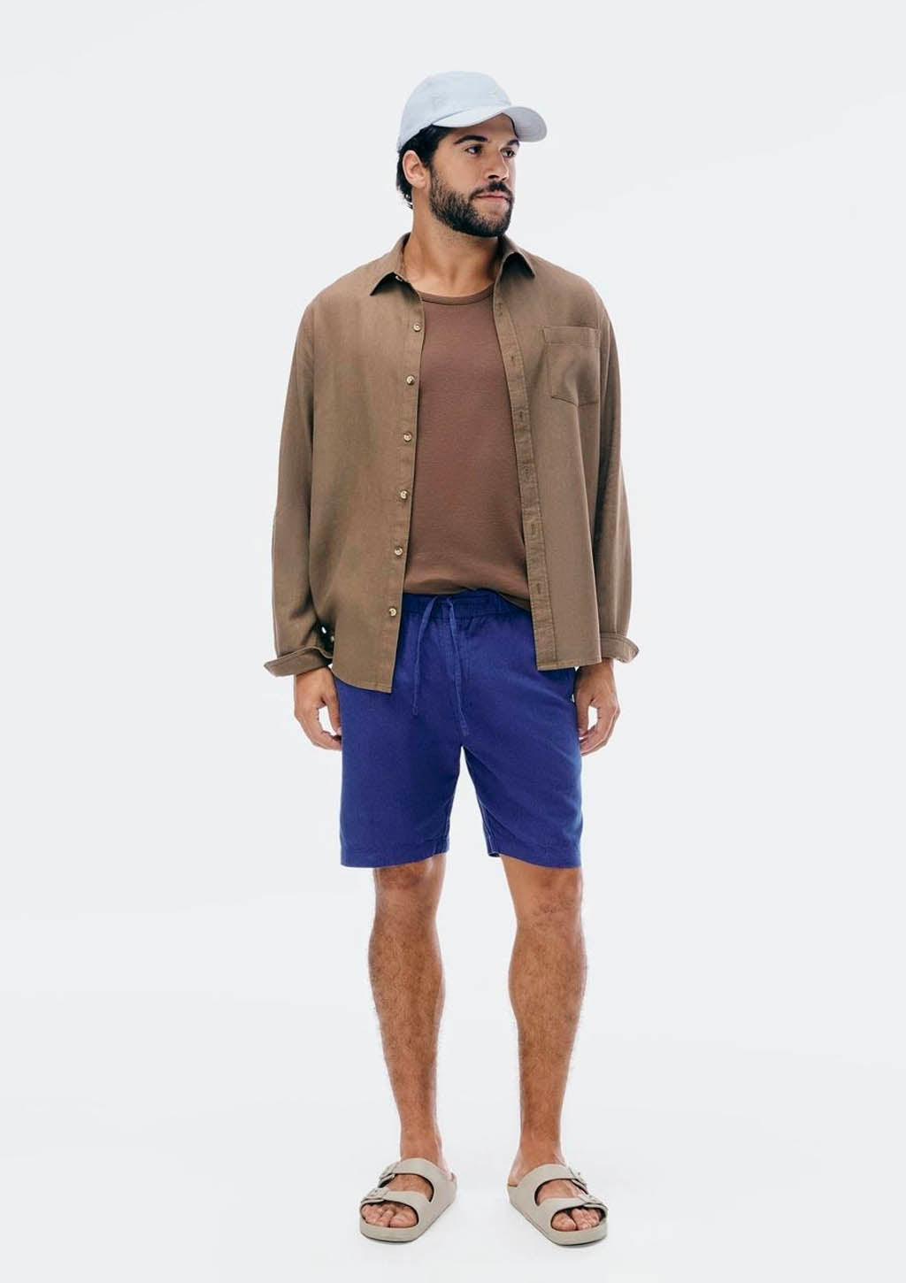 Bermuda Masculina Reta Com Linho Hering - Azul