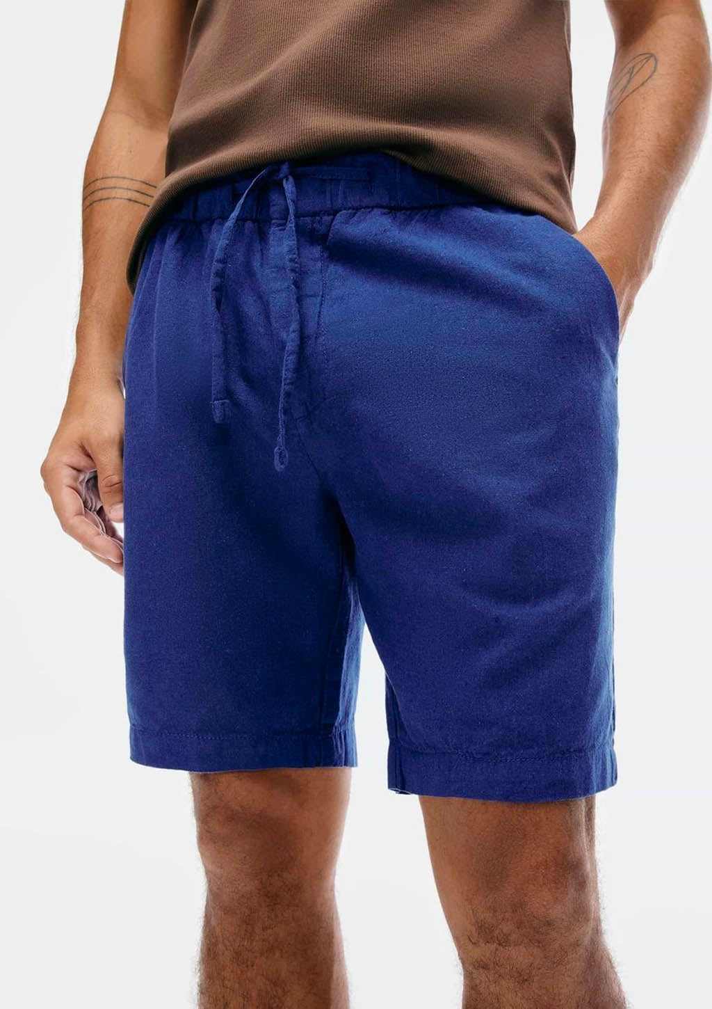 Bermuda Masculina Reta Com Linho Hering - Azul