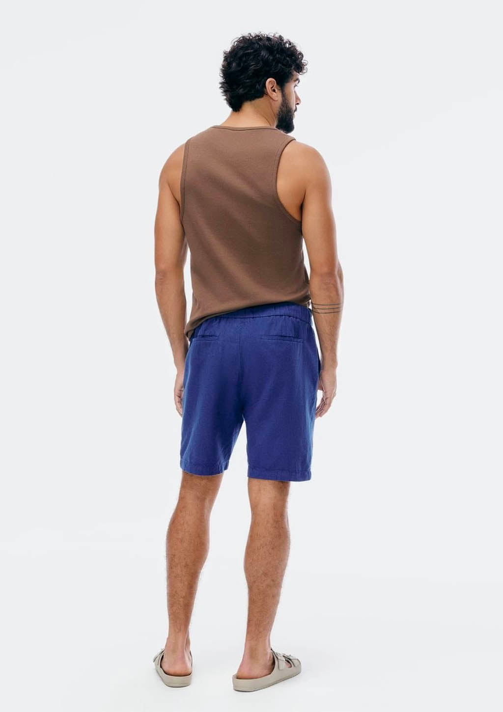 Bermuda Masculina Reta Com Linho Hering - Azul