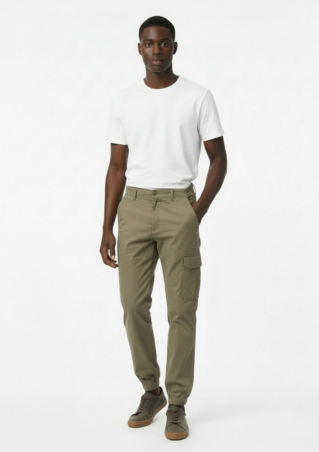 Calça Jogger Chino Max Denim Masculina - Bege Escuro