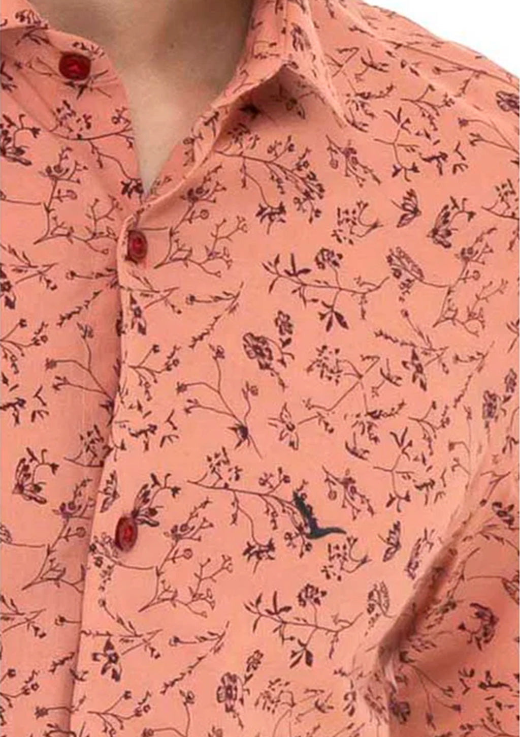Camisa Manga Curta Yacht Master Slim Fit Estampada Masculina - Rosa Queimado