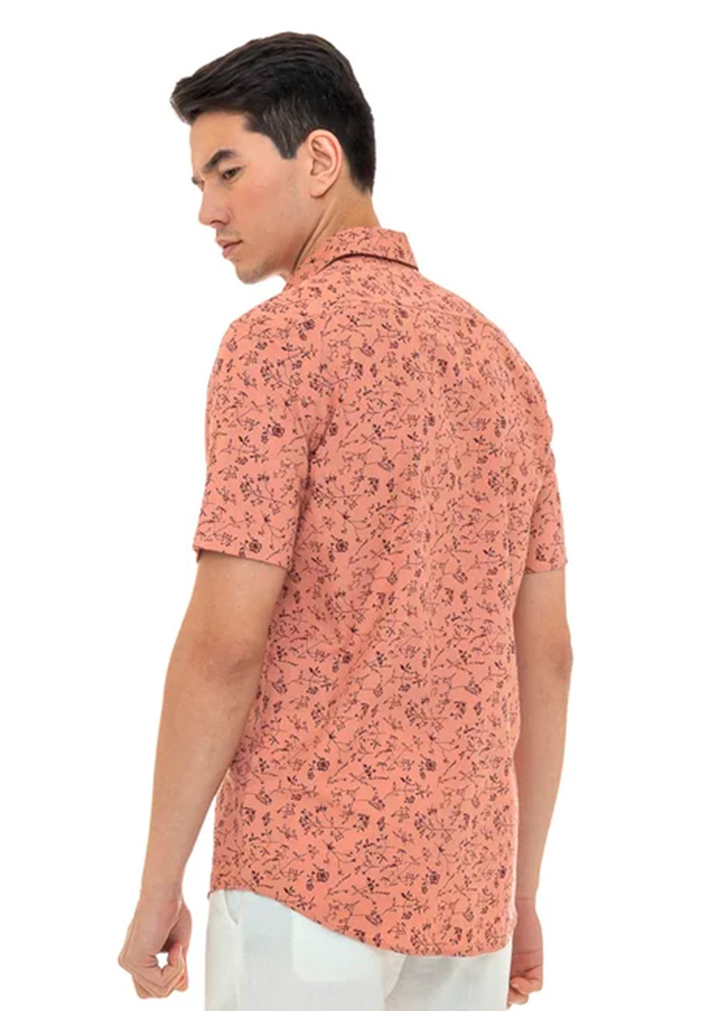 Camisa Manga Curta Yacht Master Slim Fit Estampada Masculina - Rosa Queimado