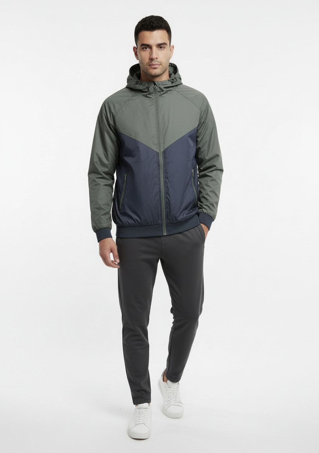Jaqueta Corta Vento Grand Bazar Com Capuz Masculina - DuoColor