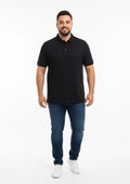 Camiseta Polo Manga Curta Lisa Plus Size Radical Style Preta - Masculina