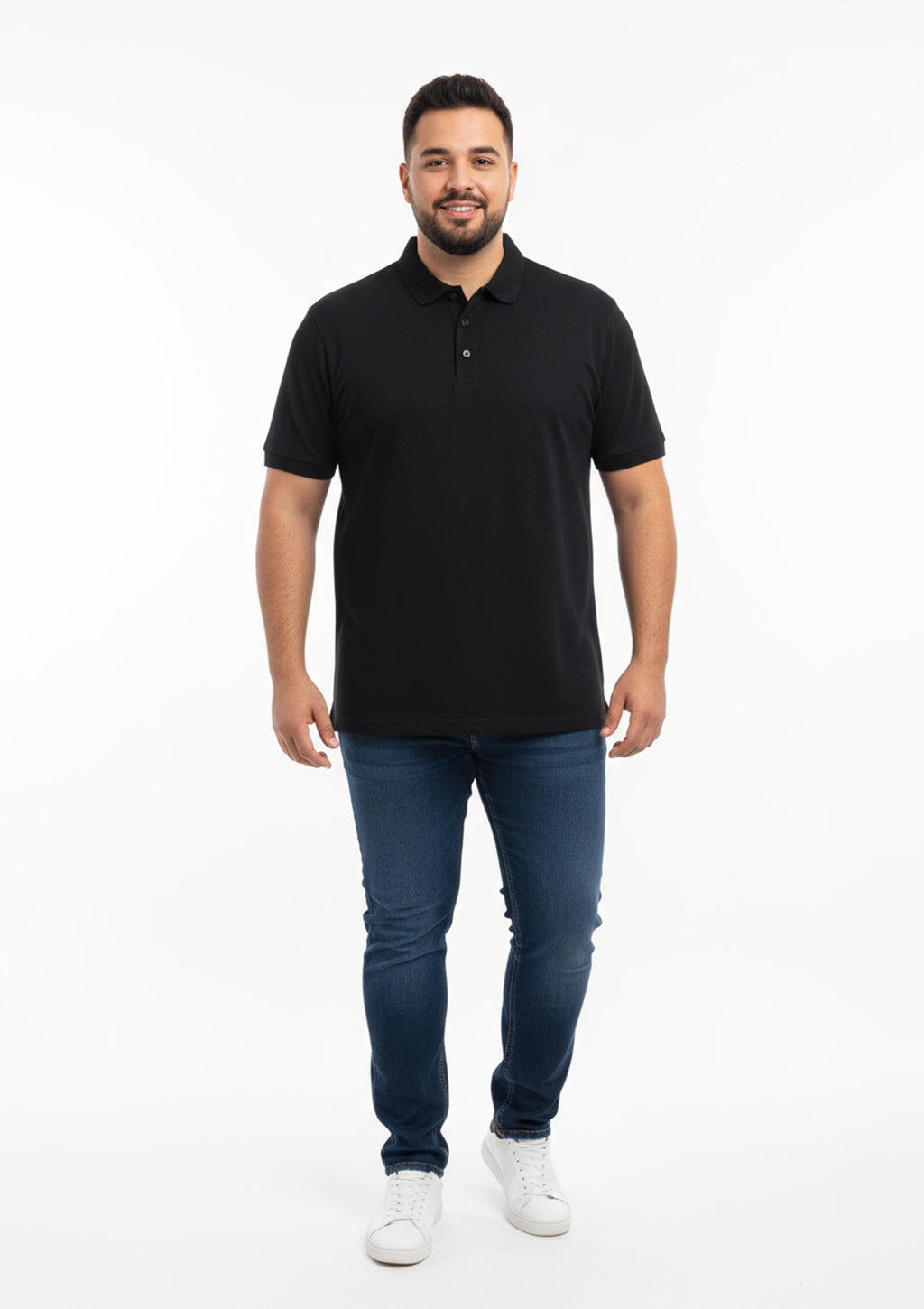 Camiseta Polo Manga Curta Lisa Plus Size Radical Style Preta - Masculina