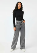 Calça Jeans Wide Leg Shop 5 Denim Estonada Feminina