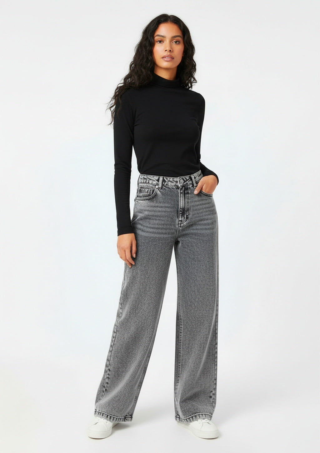 Calça Jeans Wide Leg Shop 5 Denim Estonada Feminina