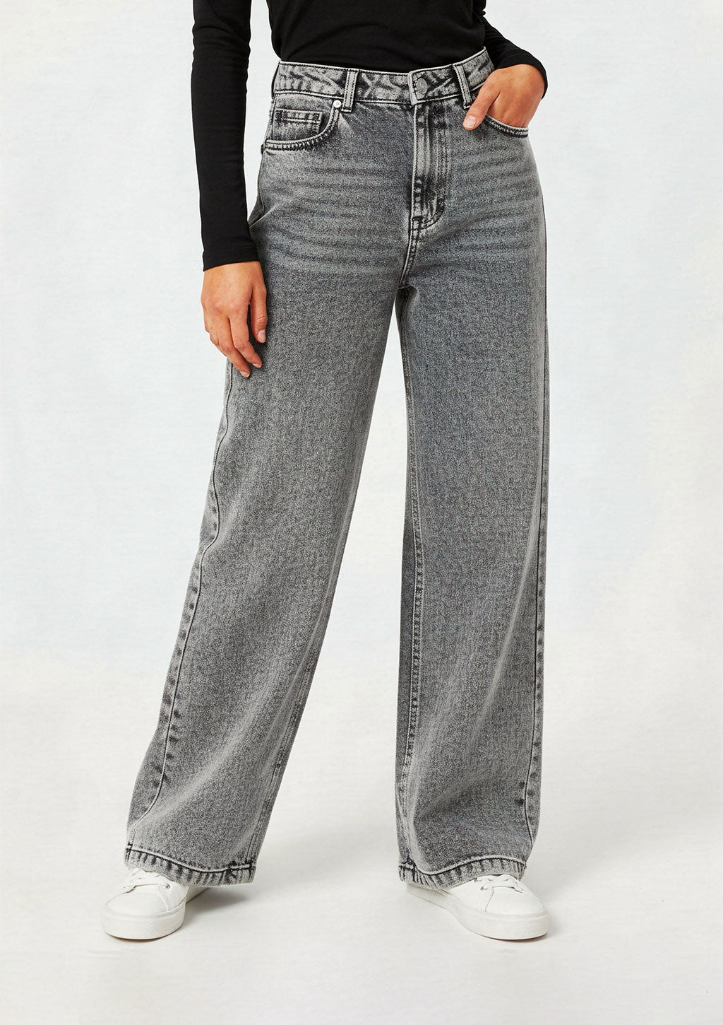 Calça Jeans Wide Leg Shop 5 Denim Estonada Feminina