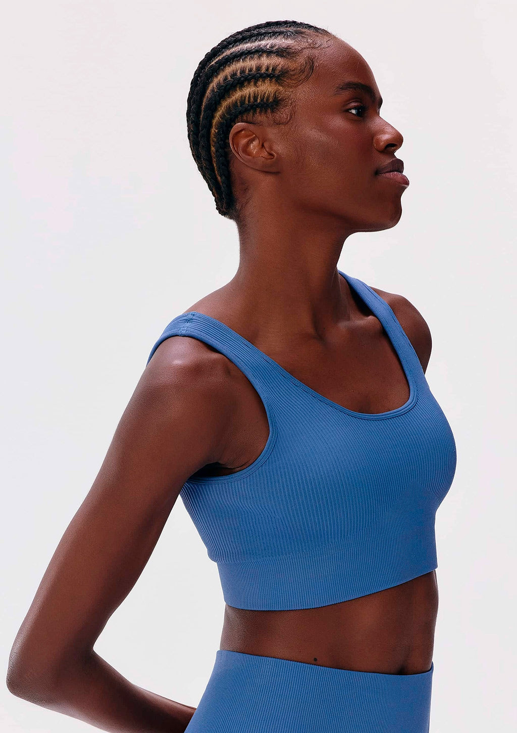 Top Esportivo Hering Canelado Sem Costura Feminino - Azul