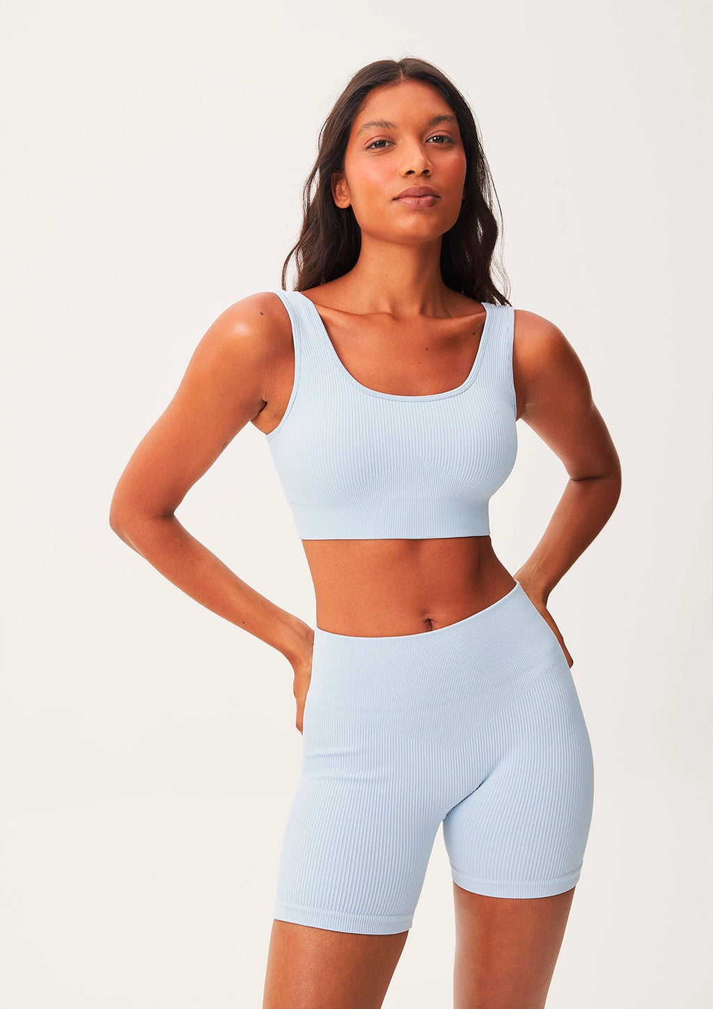 Top Esportivo Hering Canelado Sem Costura Feminino - Azul