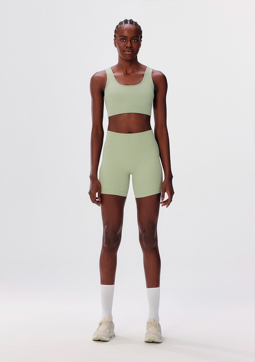 Top Esportivo Hering Canelado Sem Costura Feminino - Verde