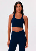 Top Esportivo Alças Finas Hering Sem Costura Canelado Feminino - Azul
