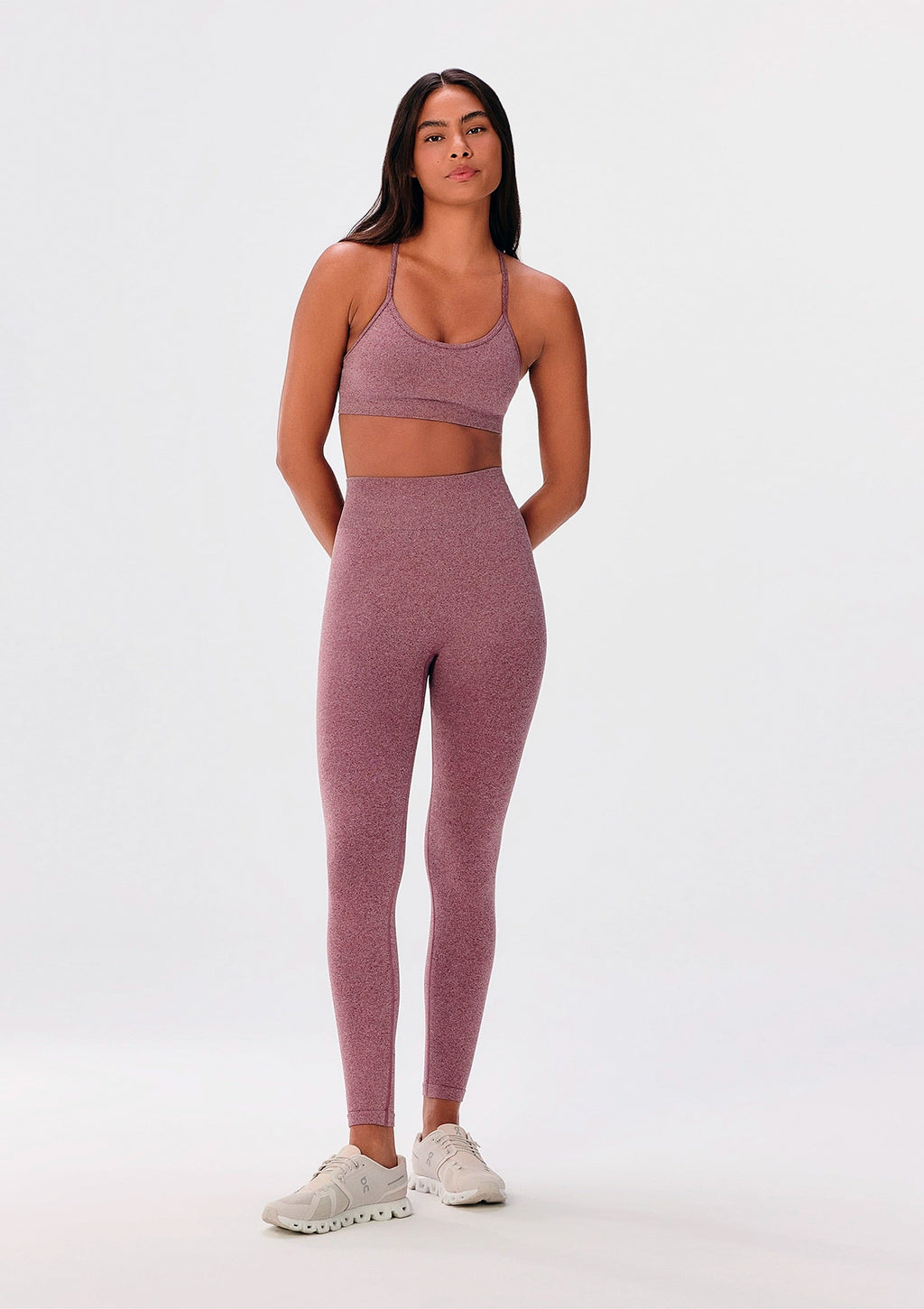 Calça Legging Hering Rajada Sem Costura Feminina - Vinho