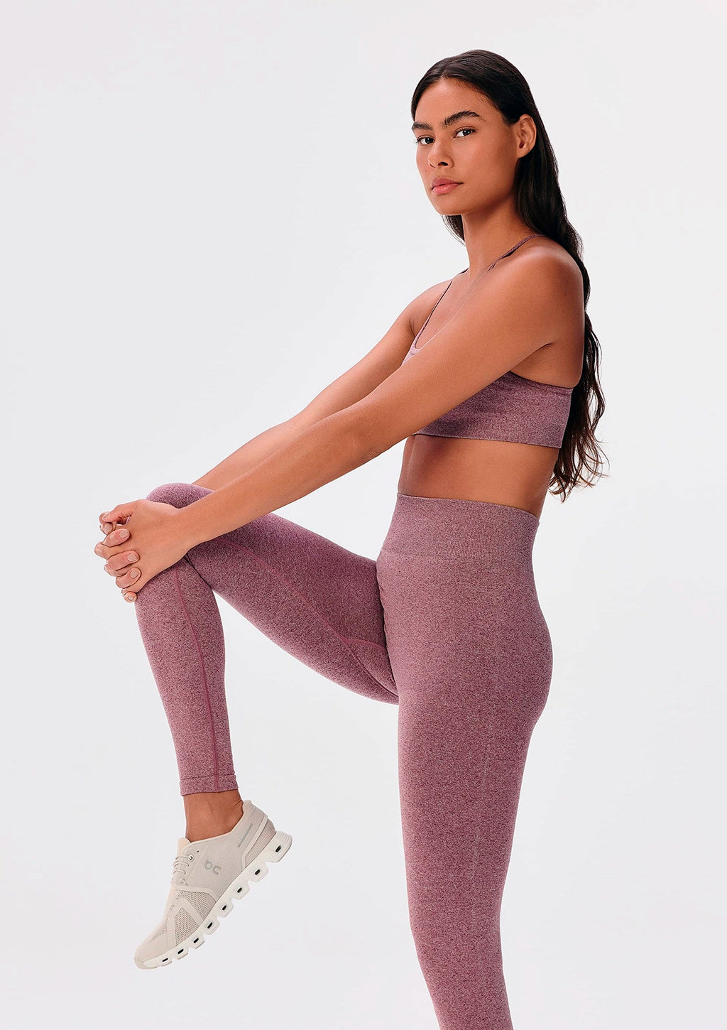 Calça Legging Hering Rajada Sem Costura Feminina - Vinho