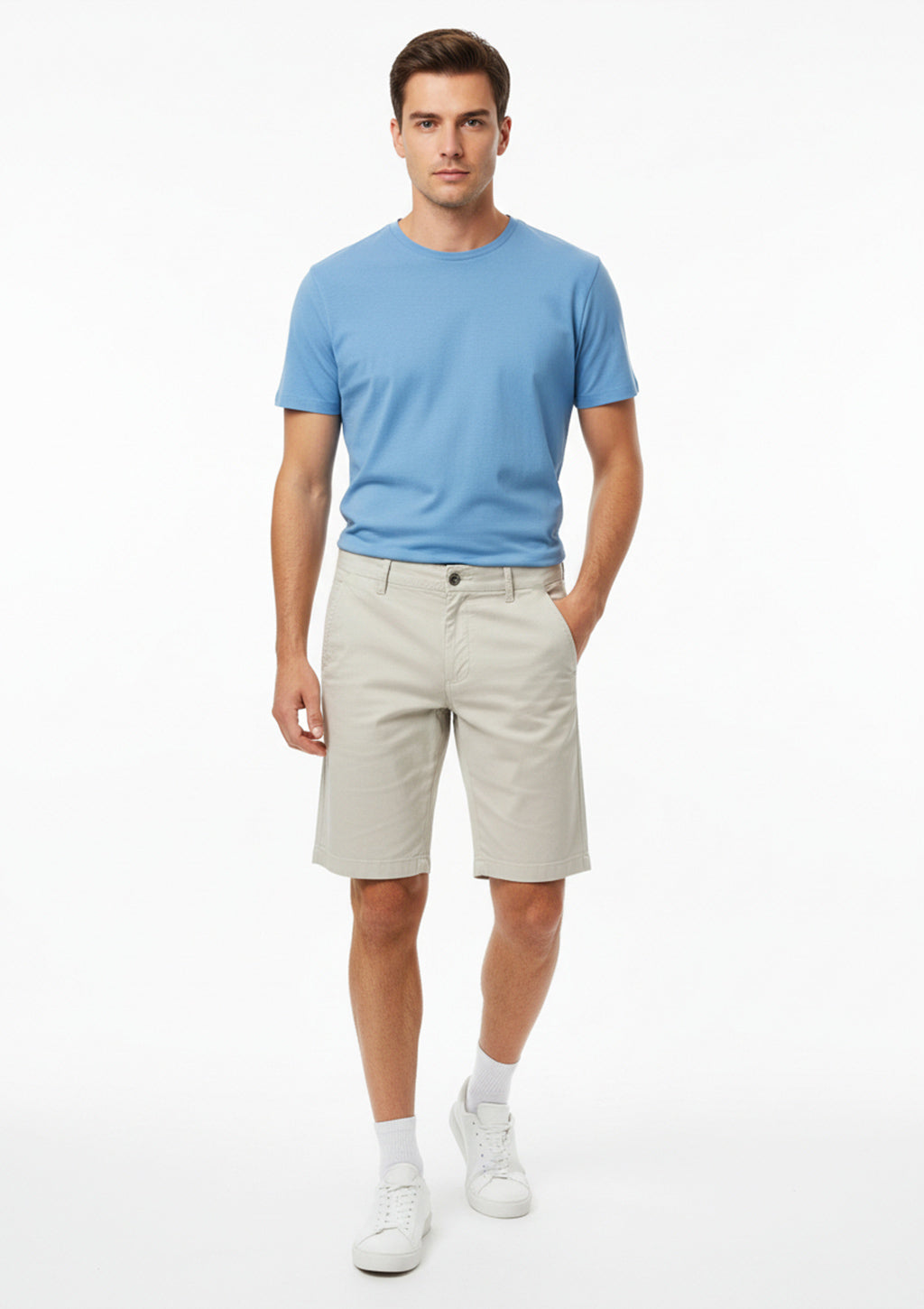 Bermuda Em Sarja Shop 5 Denim Masculina - Bege