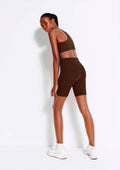 Bermuda Esportiva Hering Biker Com Fio Lycra Feminina - Marrom