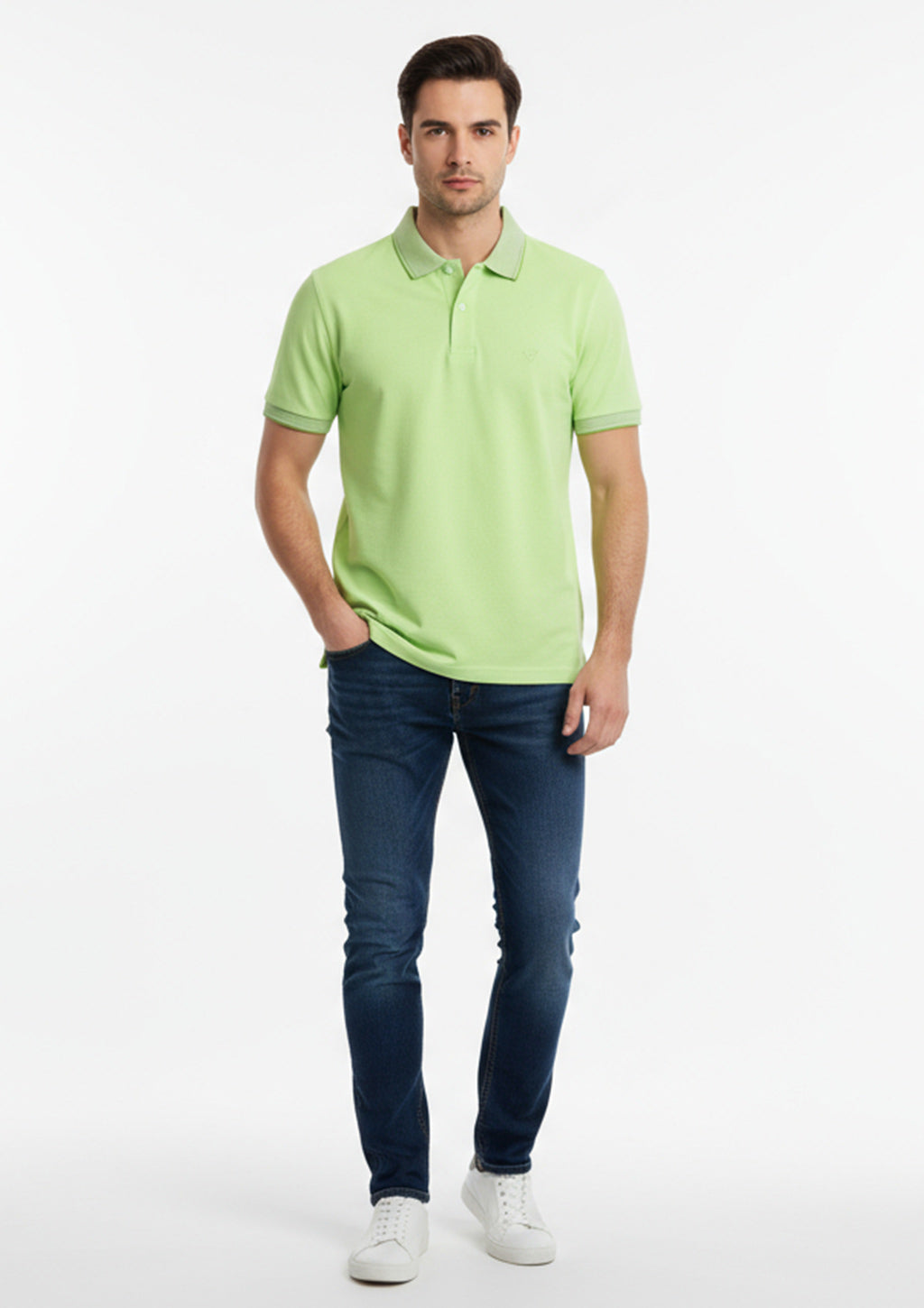 Camisa Polo Manga Curta Vokel Listra Tripla Na Gola Masculina