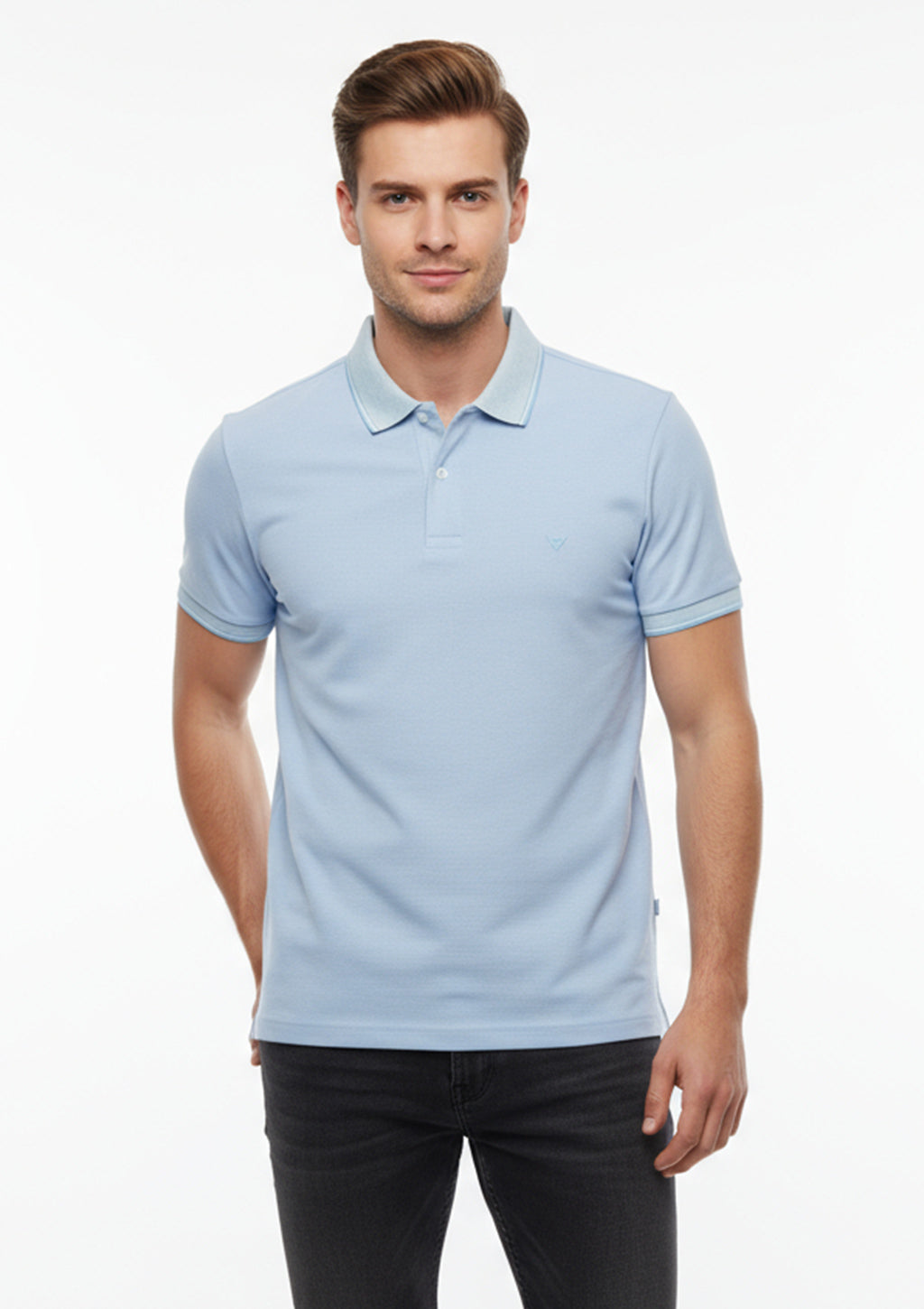 Camisa Polo Manga Curta Vokel Listra Tripla Na Gola Masculina