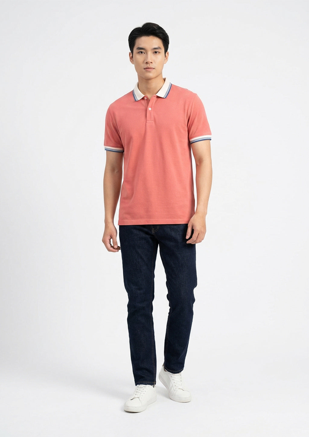 Camisa Polo Manga Curta Vokel Listra Tripla Na Gola Masculina
