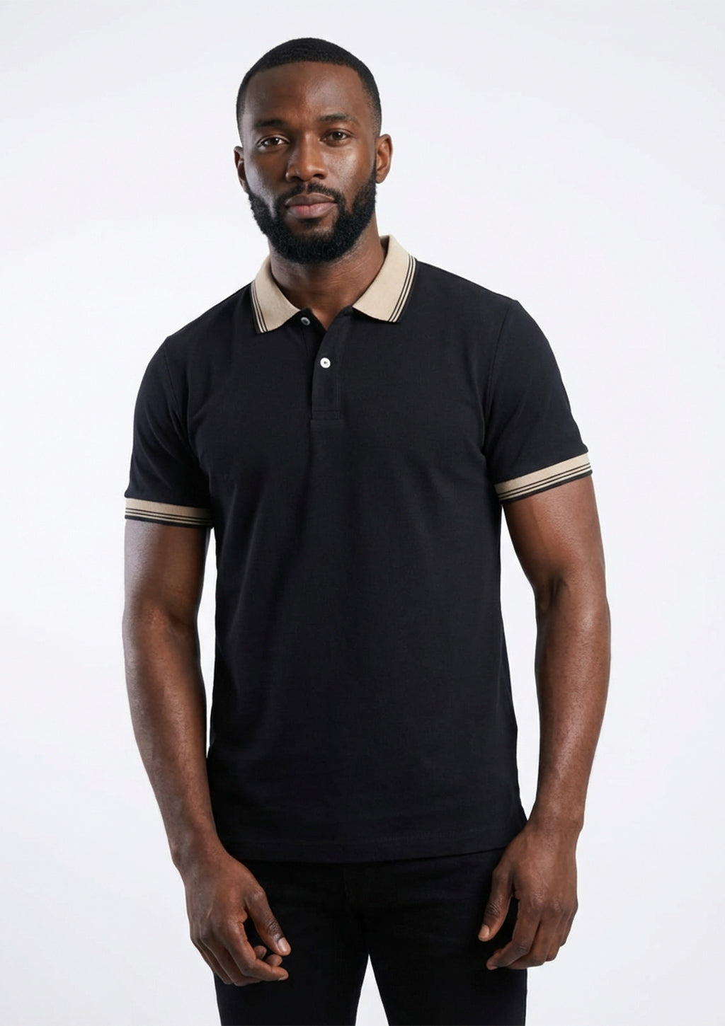 Camisa Polo Manga Curta Vokel Listra Tripla Na Gola Masculina