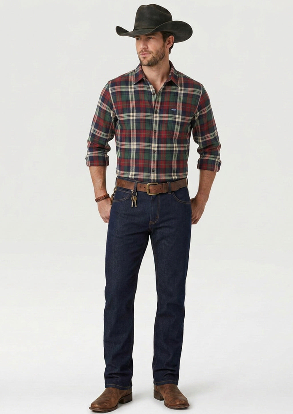 Calça Jeans Western Slim Wrangler Com Lycra Masculina - Azul Escuro