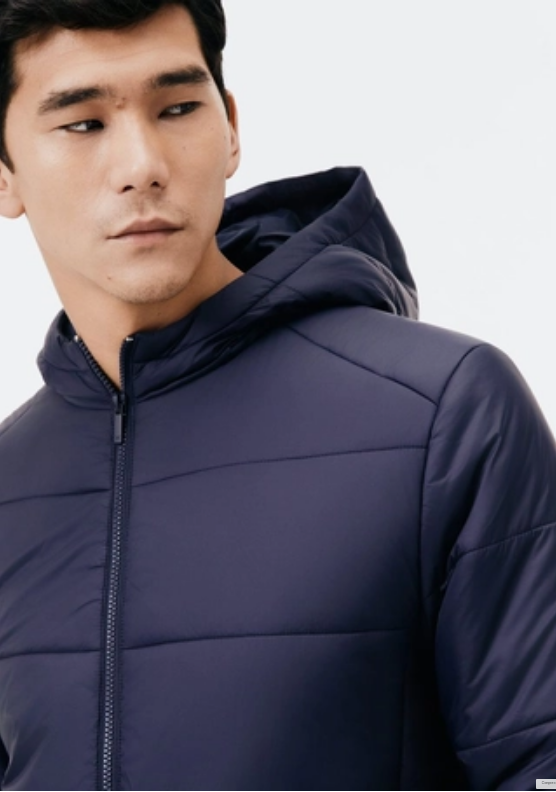 Jaqueta Básica Hering Puffer Com Capuz - Azul