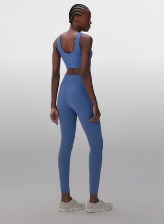 Calça Legging Hering Canelada Sem Costura Feminina - Azul
