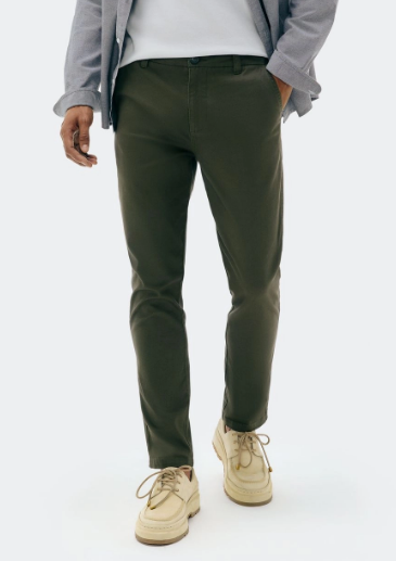 Calça Básica Hering Chino Slim Em Sarja Com Elastano Masculina - Verde