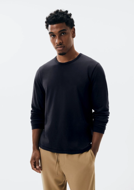 Camiseta Básica Hering Manga Longa Slim Masculino- Preto