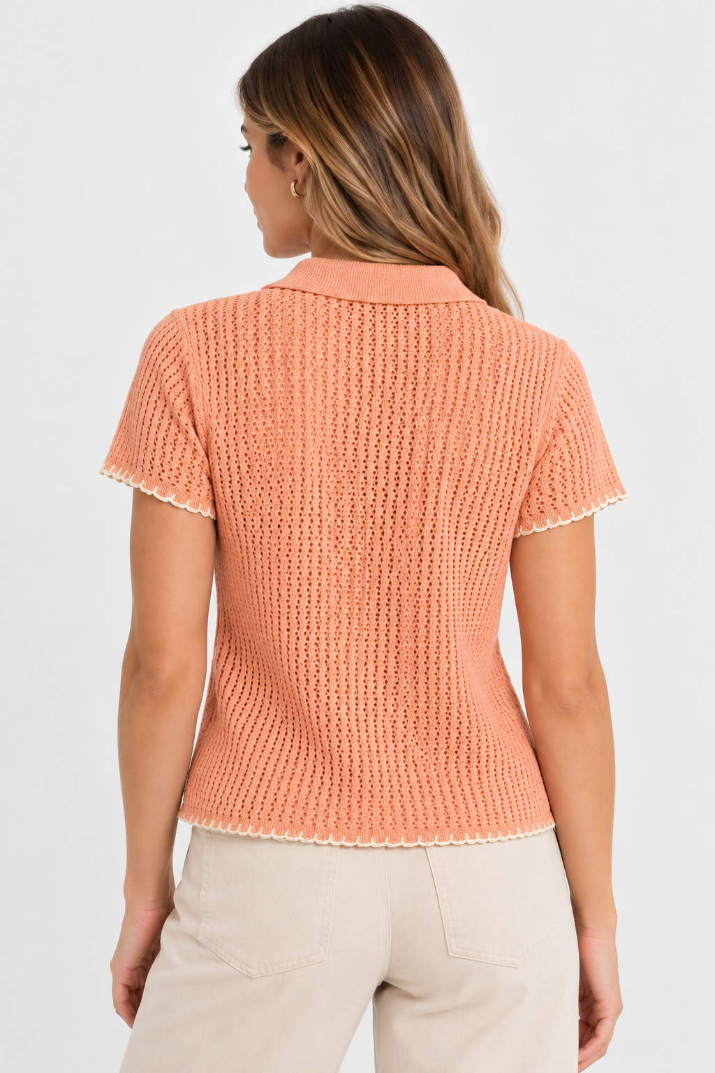 Camisa Feminina Manga Curta Em Tricô Hering - Salmão