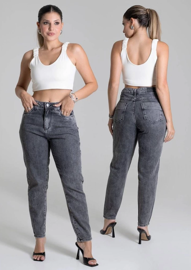 Calça Jeans Sawary Mom Feminina - Black