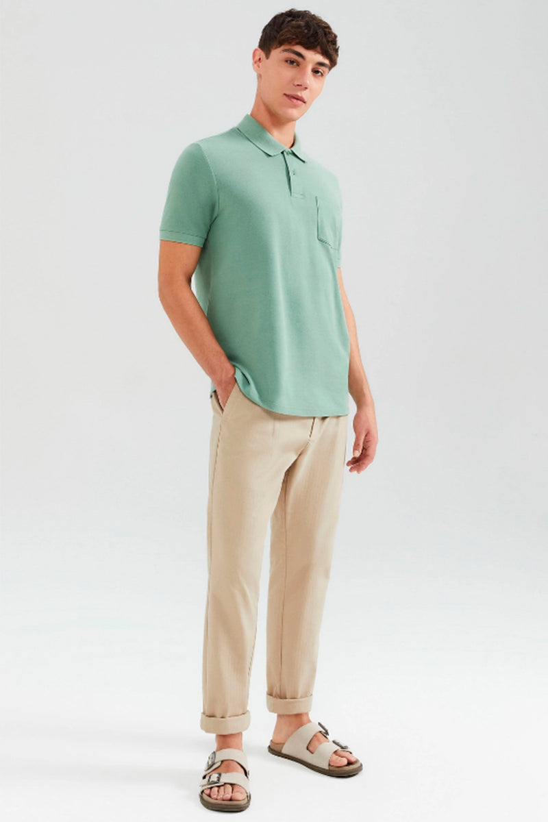 Camisa Polo Hering Básica Em Piquet Com Bolso Masculina - Verde