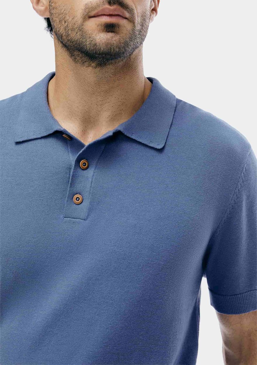 Camisa Polo Hering em tricô Masculina  - Azul