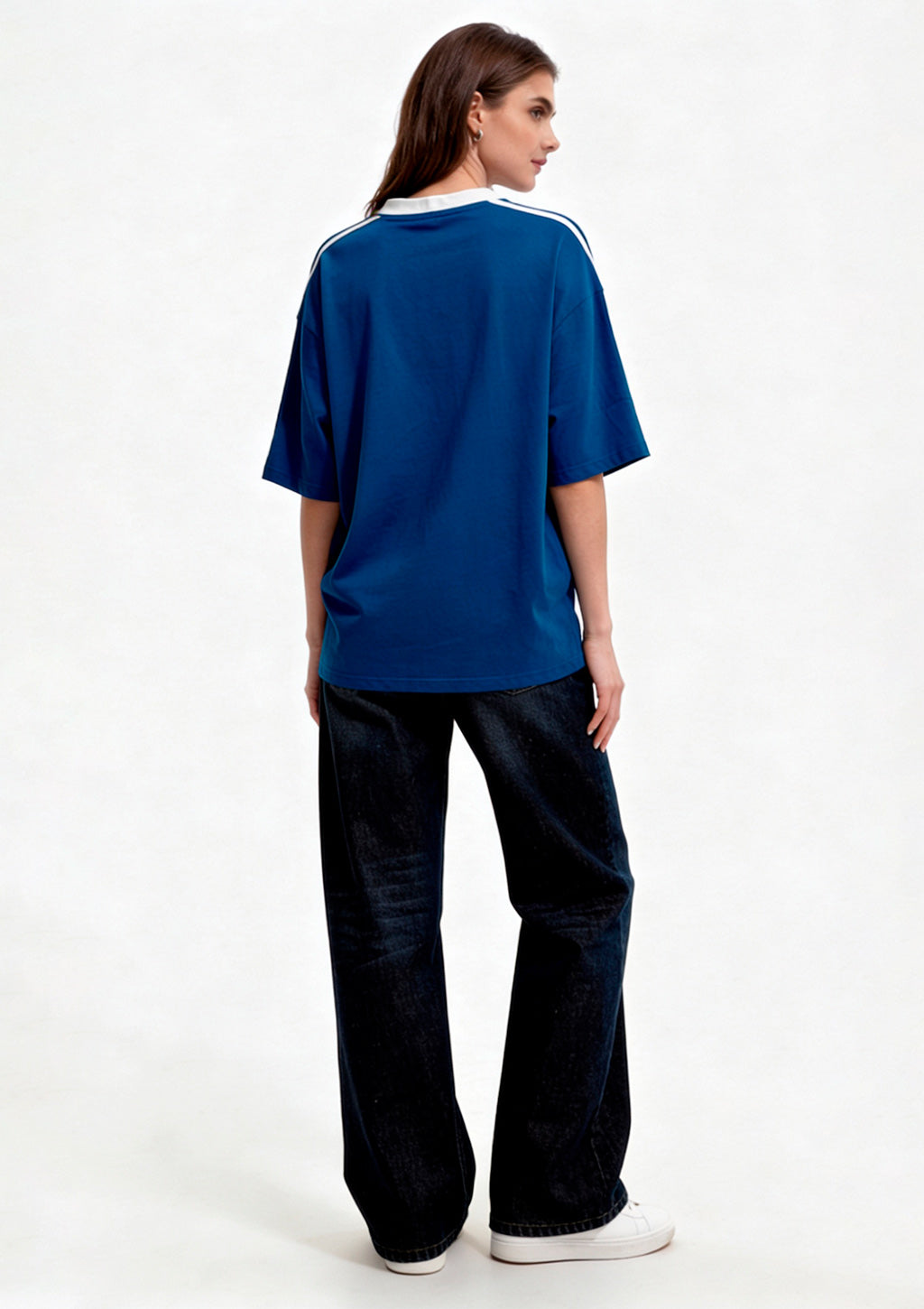 Camiseta Manga Curta Oversized Copa do Mundo Azul Brasil Feminina Slywear