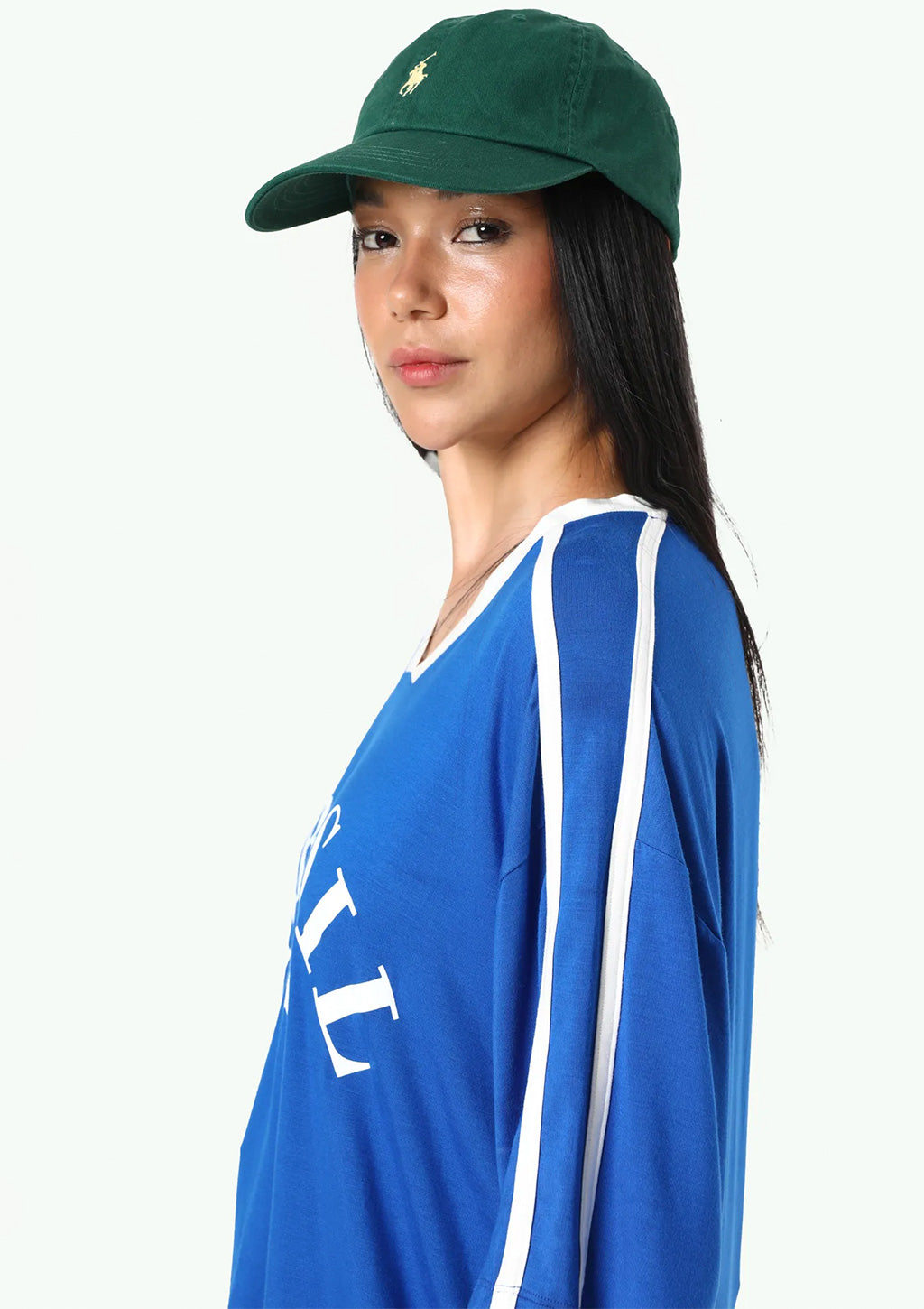 Camiseta Manga Curta Oversized Copa do Mundo Azul Brasil Feminina Slywear