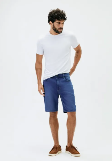 Bermuda Jeans Hering Reta Soft Touch Masculina - Azul