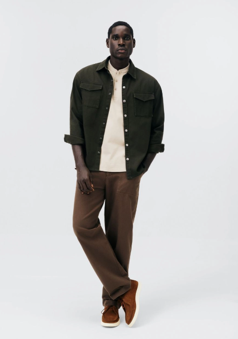 Camiseta  Hering Henley Regular Texturizada Masculina - Bege
