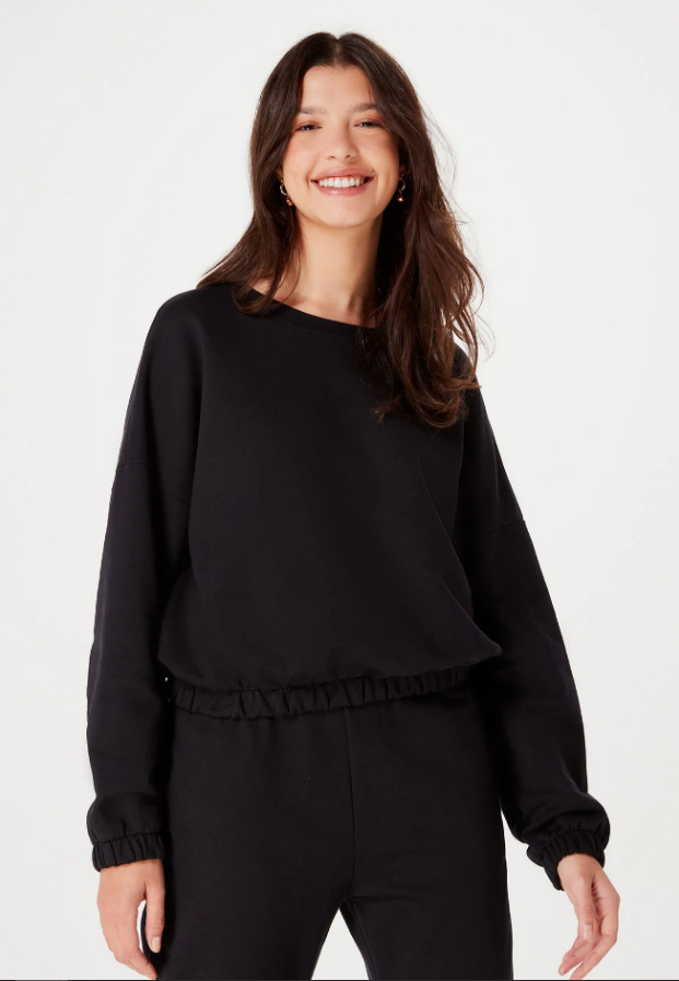 Blusão Moletom Hering Feminino - Preto