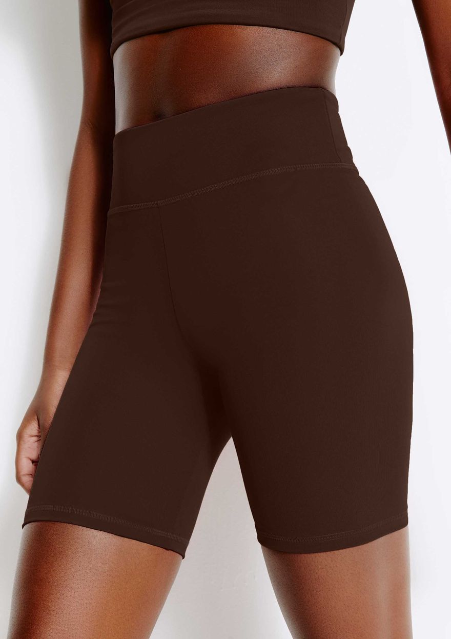 Bermuda Esportiva Hering Biker Com Fio Lycra Feminina - Marrom