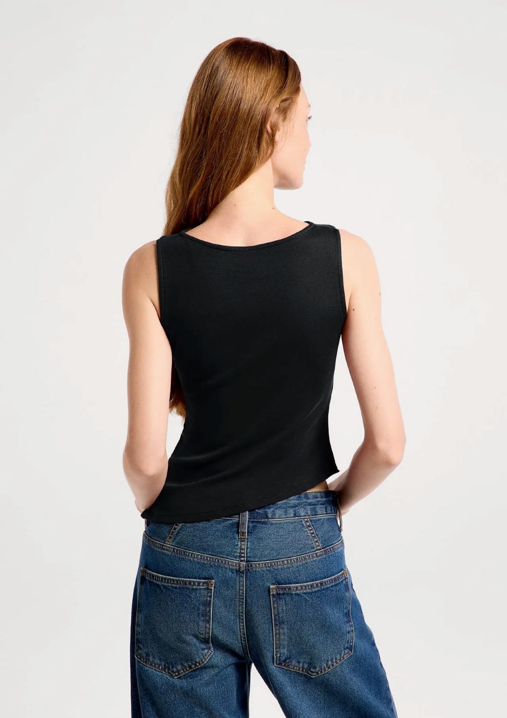 Camisa Regata Assimétrica Feminina Hering - Preto
