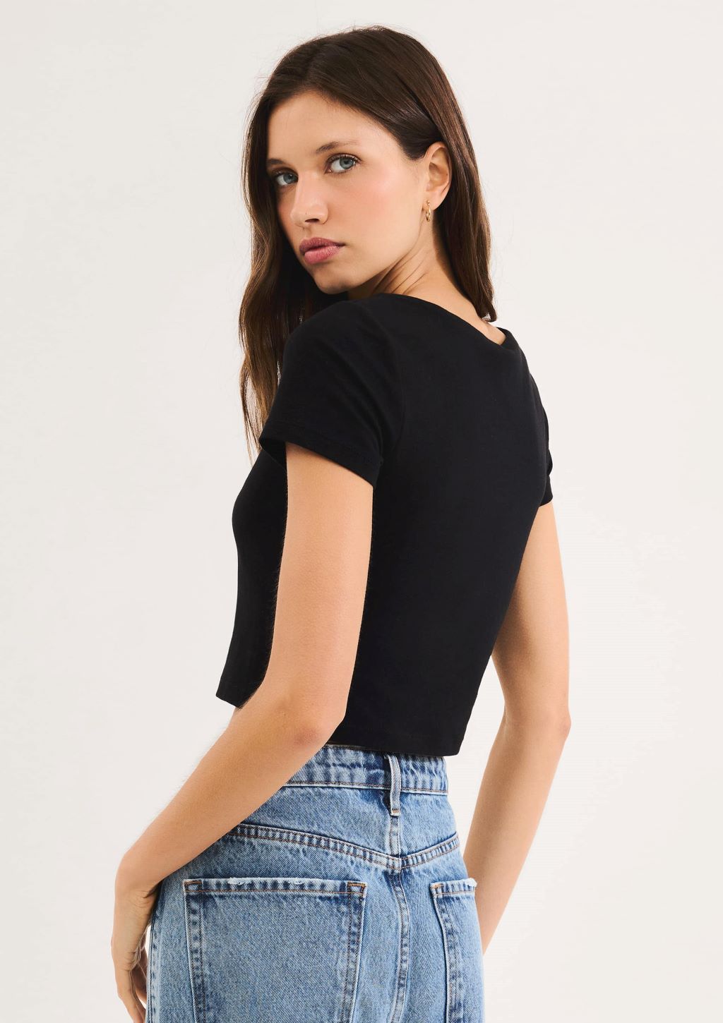 Blusa Cropped Com Elastano Feminina Hering - Preto