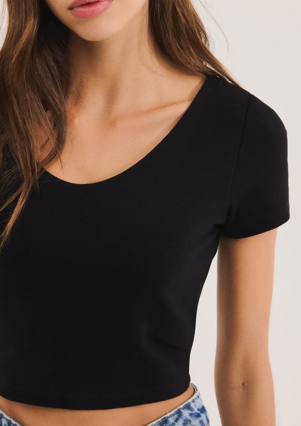 Blusa Cropped Com Elastano Feminina Hering - Preto