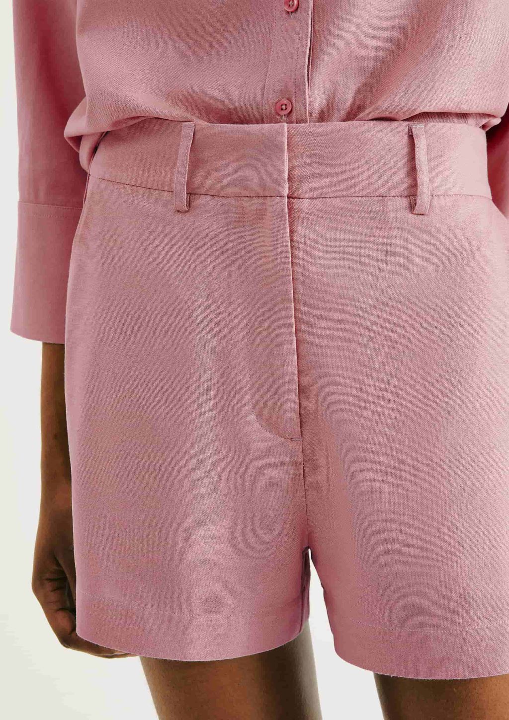 Shorts Alfaiataria com Linho Feminino Hering - Rosa