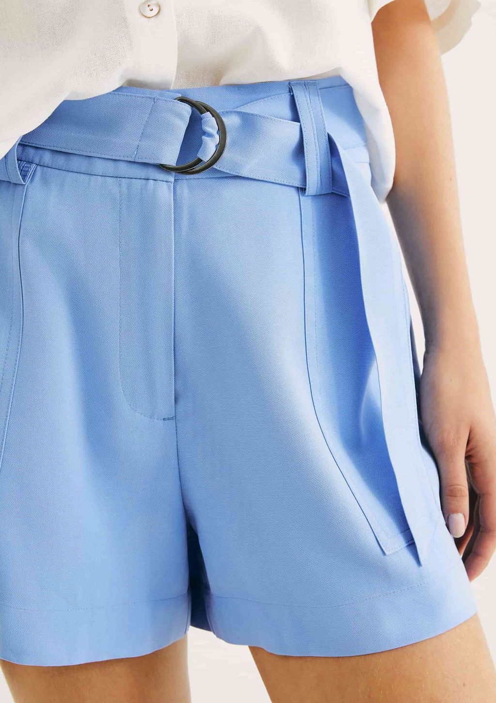 Shorts Peach Touch com Cinto Feminino Hering - Azul
