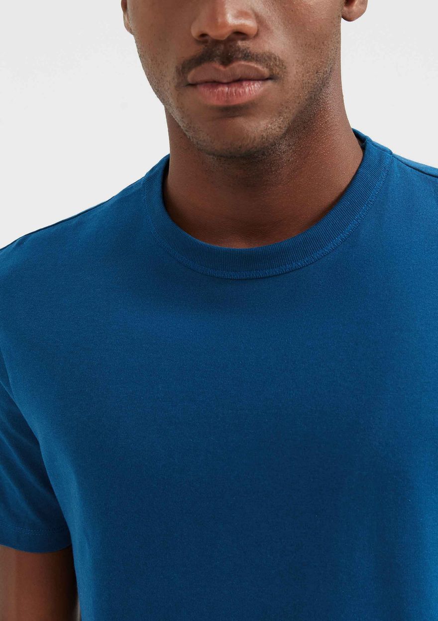 Camiseta Básica Hering Areia Em Algodão Peruano Masculina - Azul