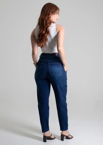 Calça Jeans Sawary Mom Feminina - Azul