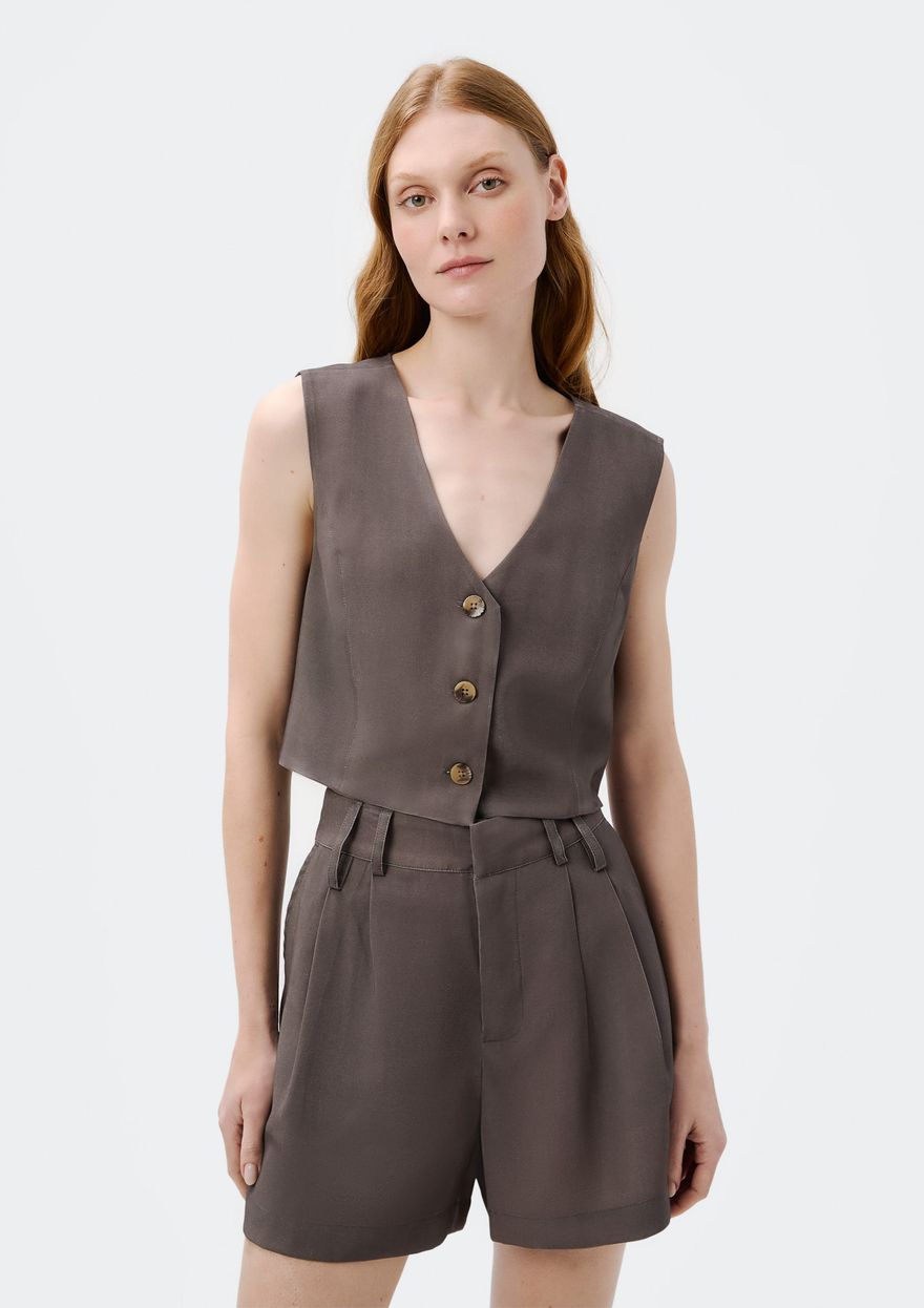 Shorts Cinza Alfaiataria Hering Feminina