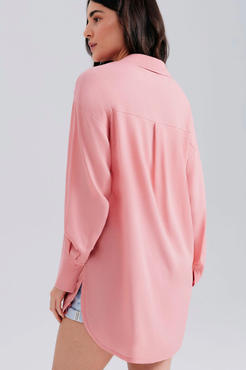 Camisa Em Viscolinho Hering Feminina - Rosa